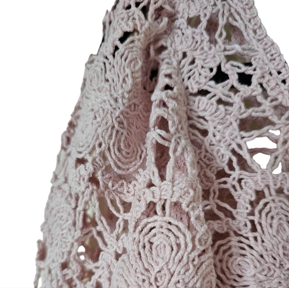 Zara pink knit crochet  top blouse cropped size L. - Picture 6 of 7